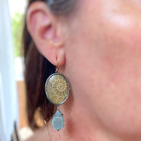 Ammonite and Gilalite in Quartz Earrings